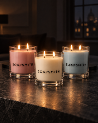 Bloomsbury, Jamaica Road and King's Road candles in a candlelit setting