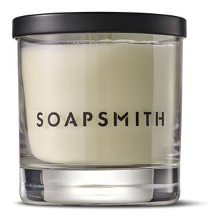 Jamaica Road soy candle with the black lid on