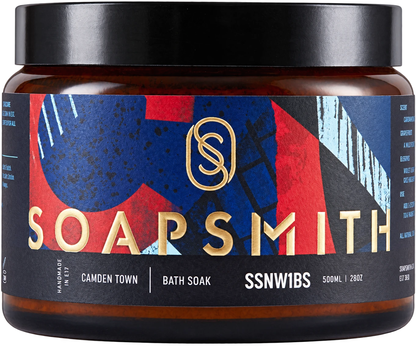 Camden Bath Soak jar with Soapsmith label